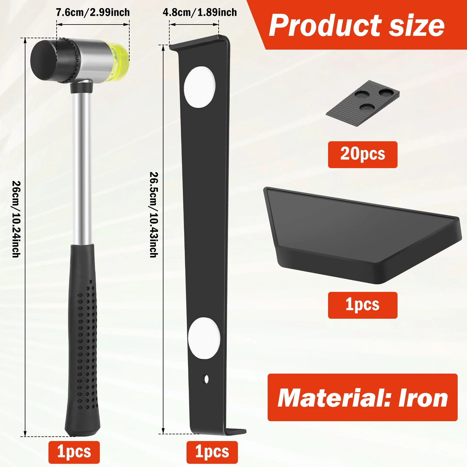 23Pcs Wood Floor Installation Kit Complete Laminate Wood Flooring Tool with Double Faced Hammer Heavy Duty Pull Bar Tool thumbnail 6
