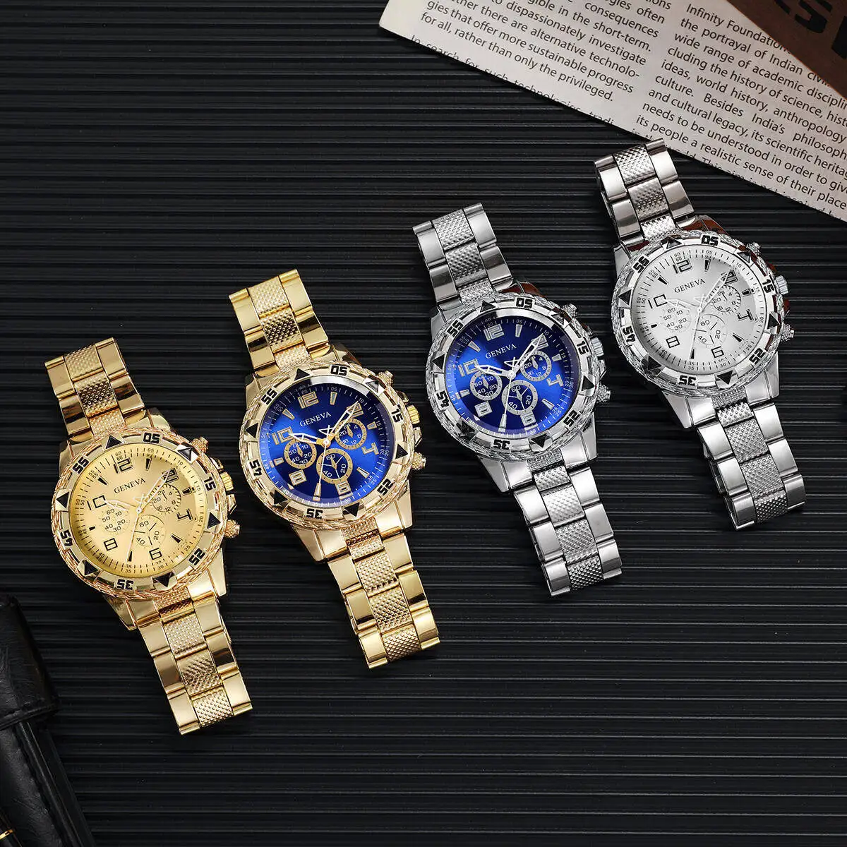 1/4PCS Fashion Business Men Watch Luxury Big Dial Mens Quartz Wristwatches Clock Gift Reloj Hombre（Without Box） thumbnail 6