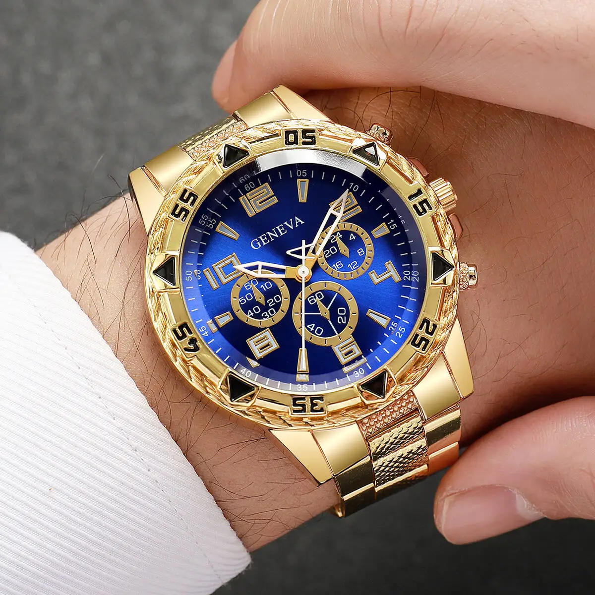 1/4PCS Fashion Business Men Watch Luxury Big Dial Mens Quartz Wristwatches Clock Gift Reloj Hombre（Without Box） thumbnail 2