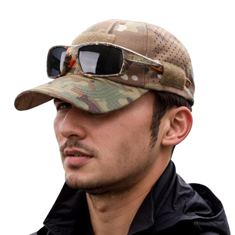 1Pcs Men Camouflage Baseball Cap with Velcro Autumn Sun Hat for Hunting Fishing Hiking Outdoor Sports Easy for Hold Sunglasses thumbnail 2