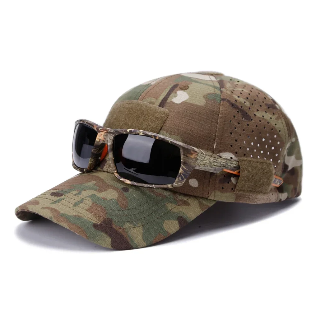 1Pcs Men Camouflage Baseball Cap with Velcro Autumn Sun Hat for Hunting Fishing Hiking Outdoor Sports Easy for Hold Sunglasses thumbnail 4