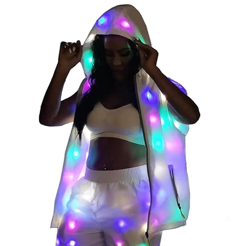 LED Vest Jacket Night Club Singer Modern Dance Stage Performance Accessories Summer Led Luminous Costumes For Sexy Lady Men