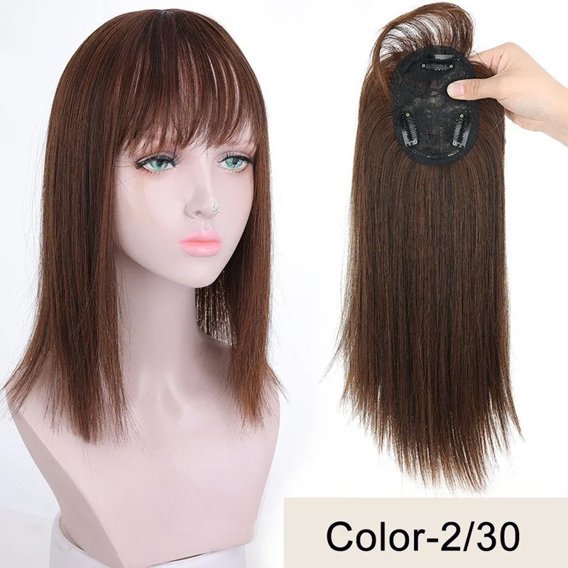 10 inch synthetic hair toupee straight clip in hair extension improve hair volume hair topper women hair pieces thumbnail 5