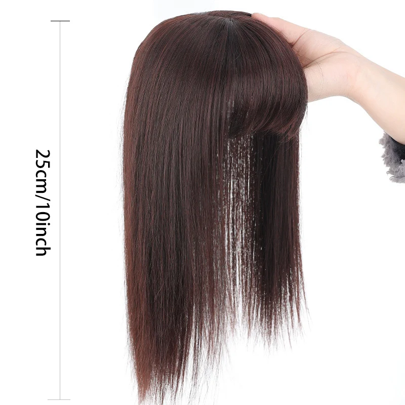10 inch synthetic hair toupee straight clip in hair extension improve hair volume hair topper women hair pieces thumbnail 2