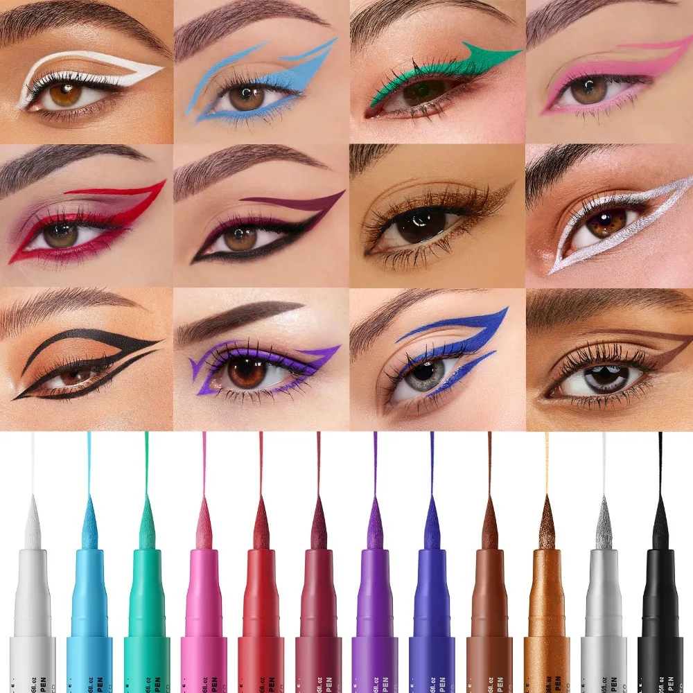 12 Colors Water-based Eyeliner Liquid Matte Red Quick-Drying Smudge-Proof Smooth Eyeliner Pen Long-Lasting Eyes Makeup Cosmetics thumbnail 3