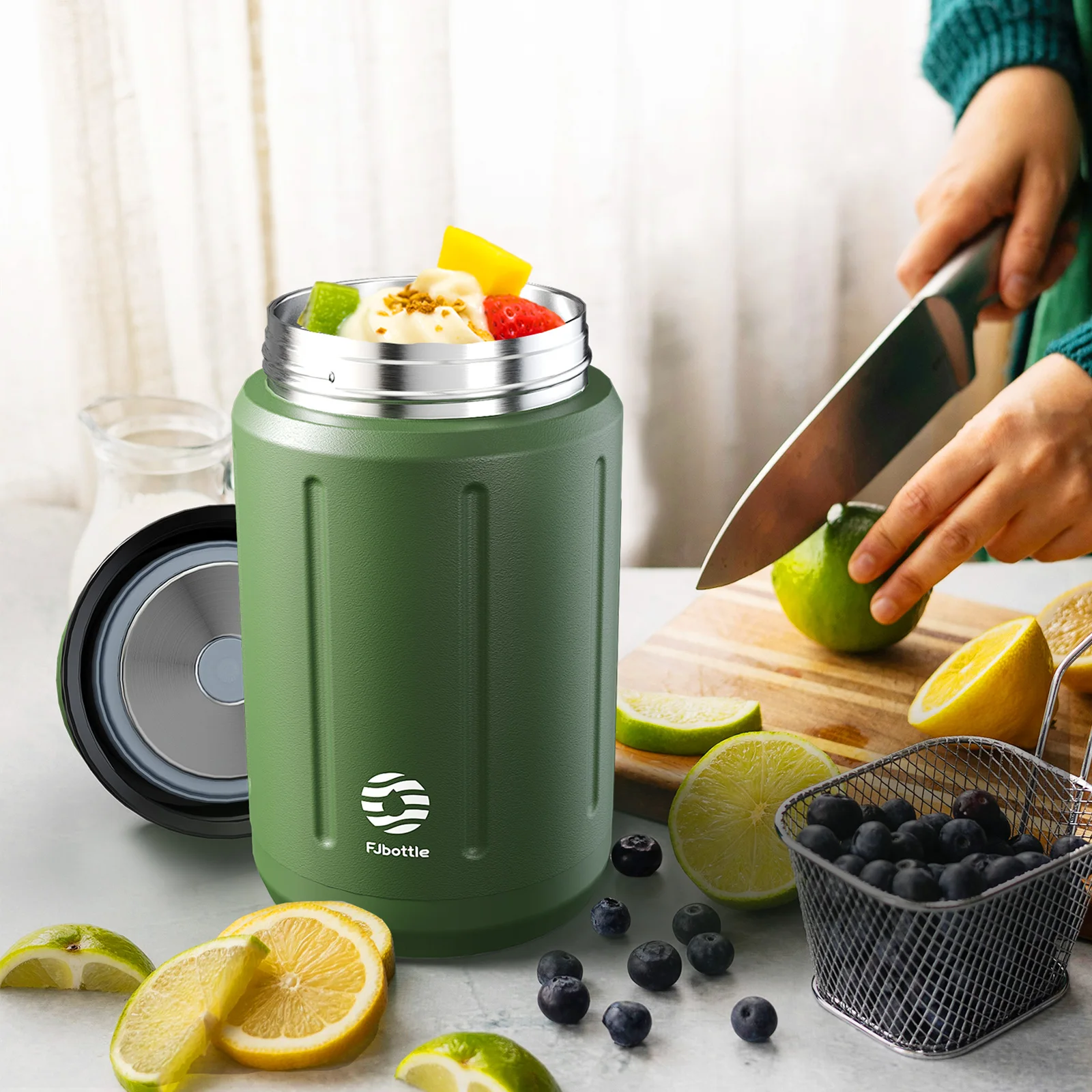 Fjbottle lunch box Stainless Steel Food containers with bag Thermal lunch box Free Spoon 1000ml thumbnail 6