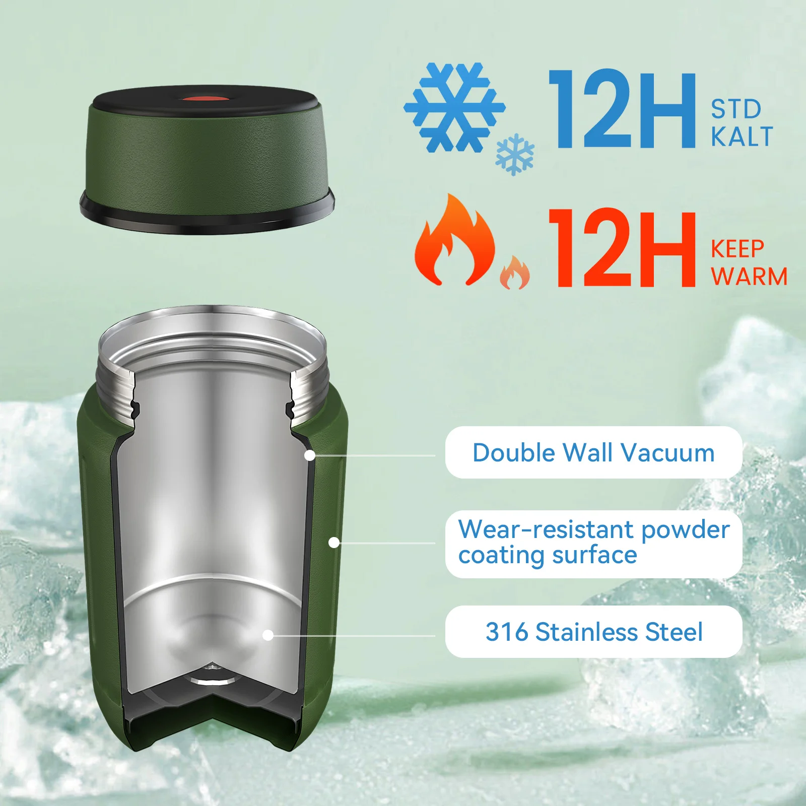 Fjbottle lunch box Stainless Steel Food containers with bag Thermal lunch box Free Spoon 1000ml thumbnail 2