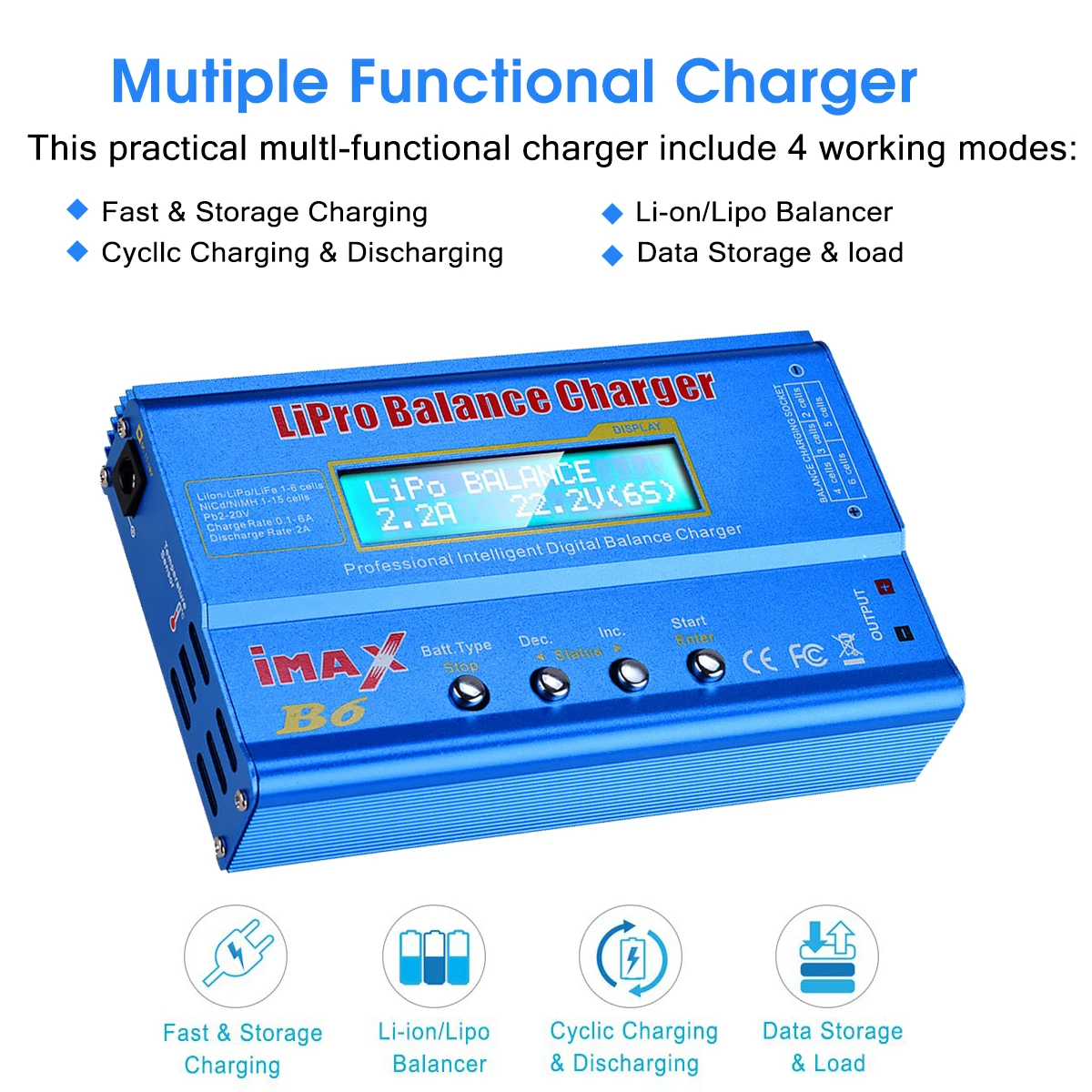 iMAX B6 80W Battery Charger For Lipo NiMh Li-ion Ni-Cd Digital Lipro Balance Charger Discharger AC Power 15V 6A Adapter Rc Car thumbnail 2