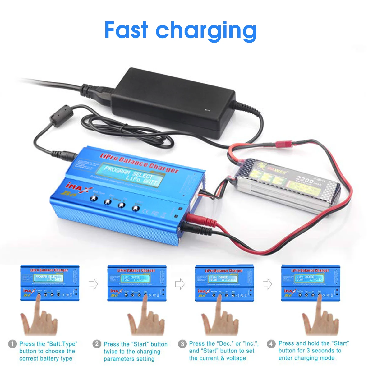 iMAX B6 80W Battery Charger For Lipo NiMh Li-ion Ni-Cd Digital Lipro Balance Charger Discharger AC Power 15V 6A Adapter Rc Car thumbnail 6