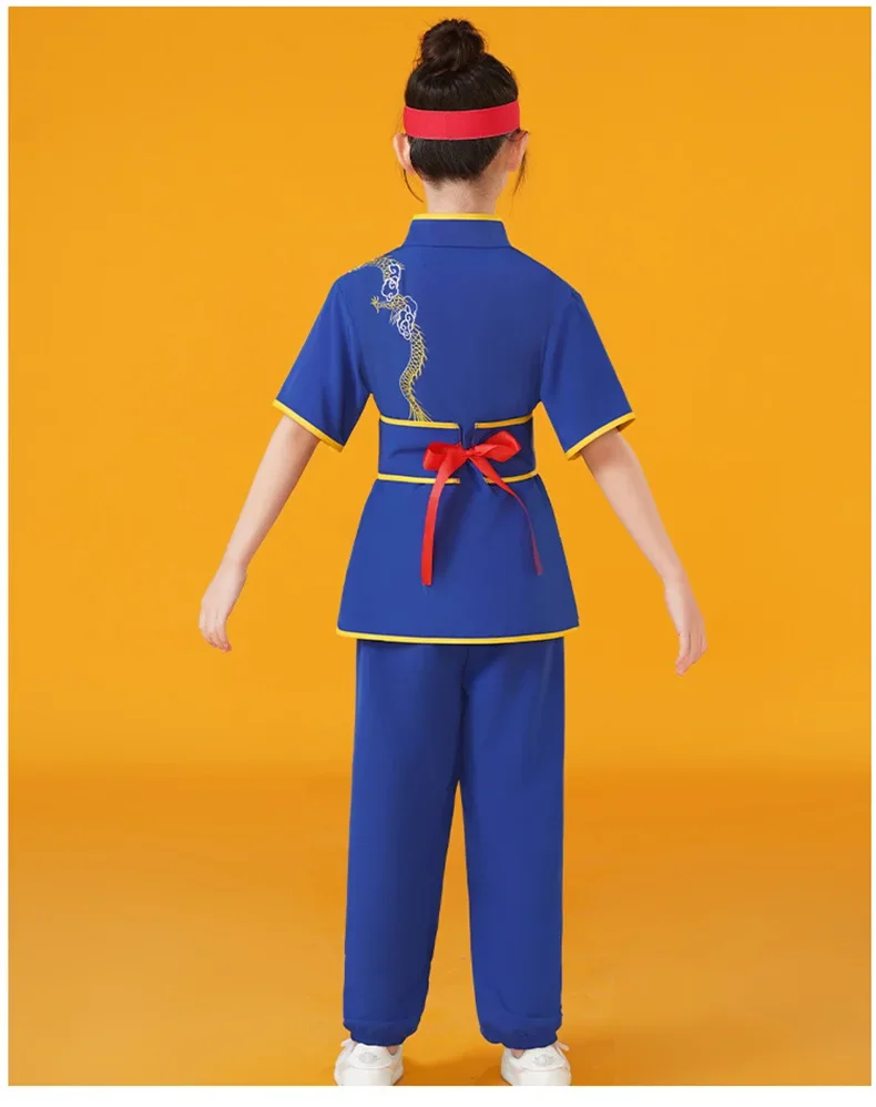 Summer Martial Arts Children's Sets Dragon Wushu Girls Clothing Costumes Tai Chi Kids Outfit Cosplay Boys Suit Kung Fu Baby thumbnail 5