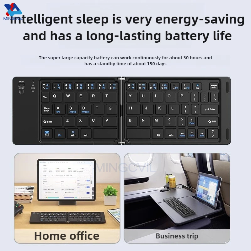 MINGCVIL Mini Foldable Wireless Keyboard Slim Portable Bluetooth Keyboard Rechargeable Folding Keyboard for IOS Windows Android thumbnail 5
