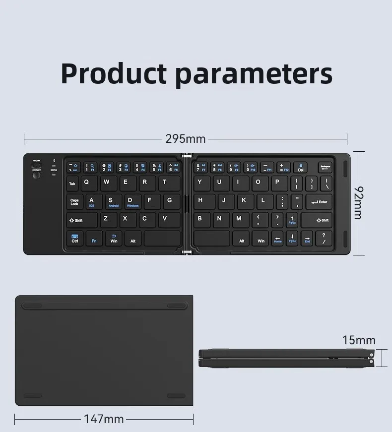 MINGCVIL Mini Foldable Wireless Keyboard Slim Portable Bluetooth Keyboard Rechargeable Folding Keyboard for IOS Windows Android thumbnail 6