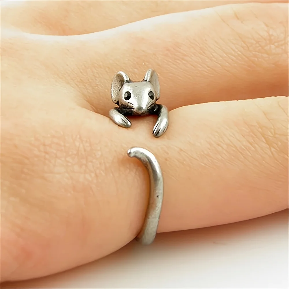 1 Creative Vintage Rat Adjustable Alloy Ring - Simple and Cute Hypoallergenic and Eco-Friendly Decorative Accessories Gifts