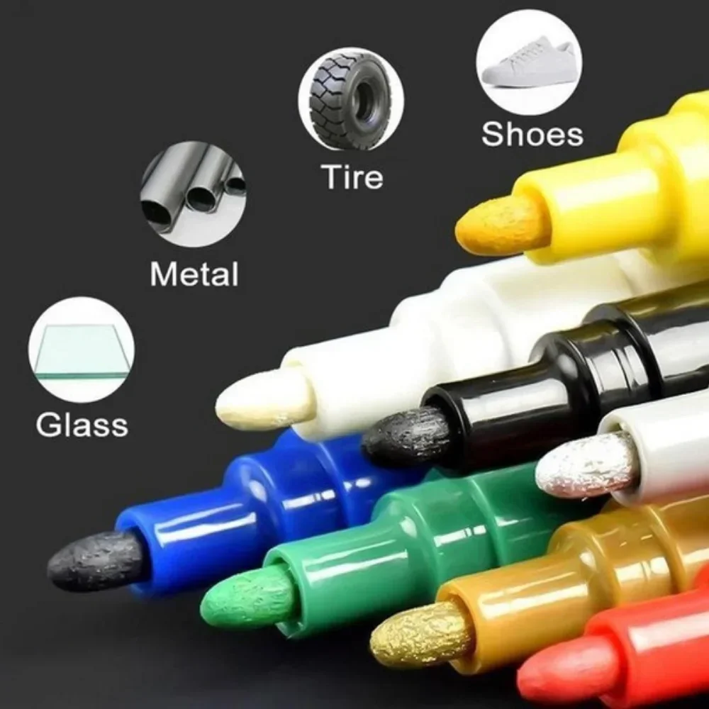 12PCS White Oil Paint Markers for Graffiti Tyre Writing Art DIY Crafts Office School Supplies Fine Tip Permanent Markers thumbnail 3