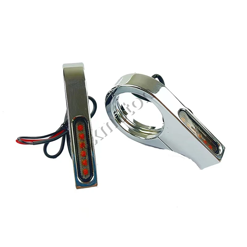 39mm-41mm Fork Tubes Clamp Indicator Motorcycle LED Turn Signal Light Amber white Blinker Winker Lamp For Harley Honda thumbnail 6