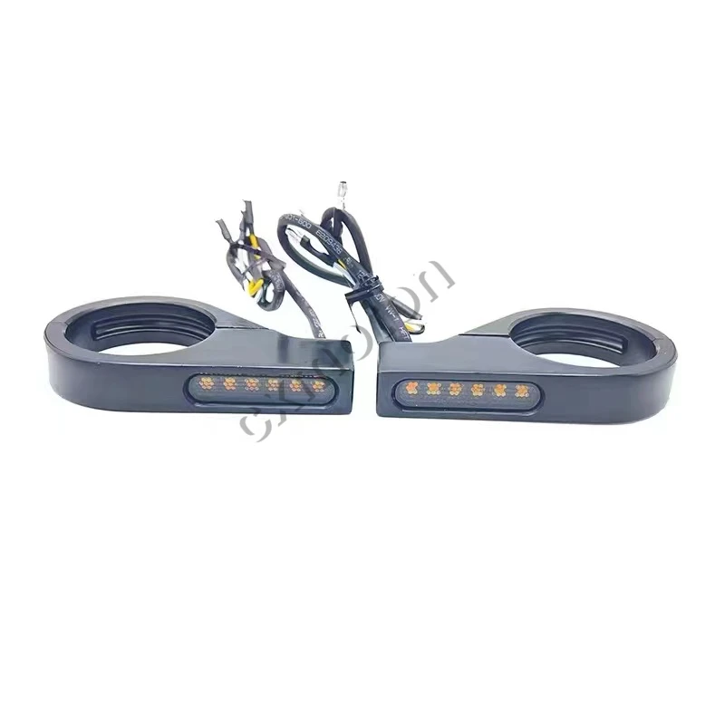 39mm-41mm Fork Tubes Clamp Indicator Motorcycle LED Turn Signal Light Amber white Blinker Winker Lamp For Harley Honda thumbnail 4