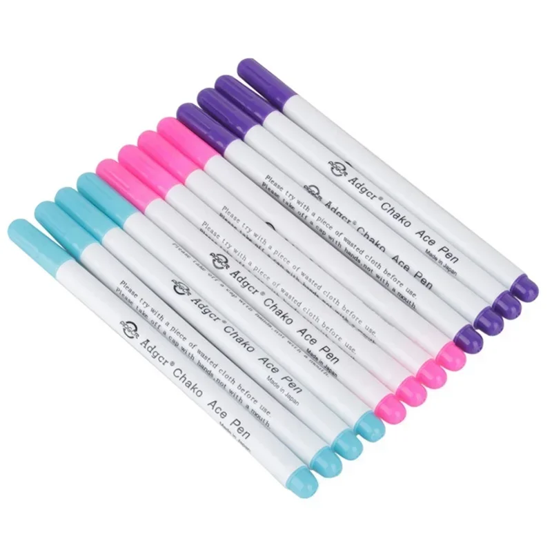 Water Soluble Disappearing Pen Stitch Marker Draw Grid on Fabric Embroidery Temporary Water Erasable Marking Refills Sewing Tool