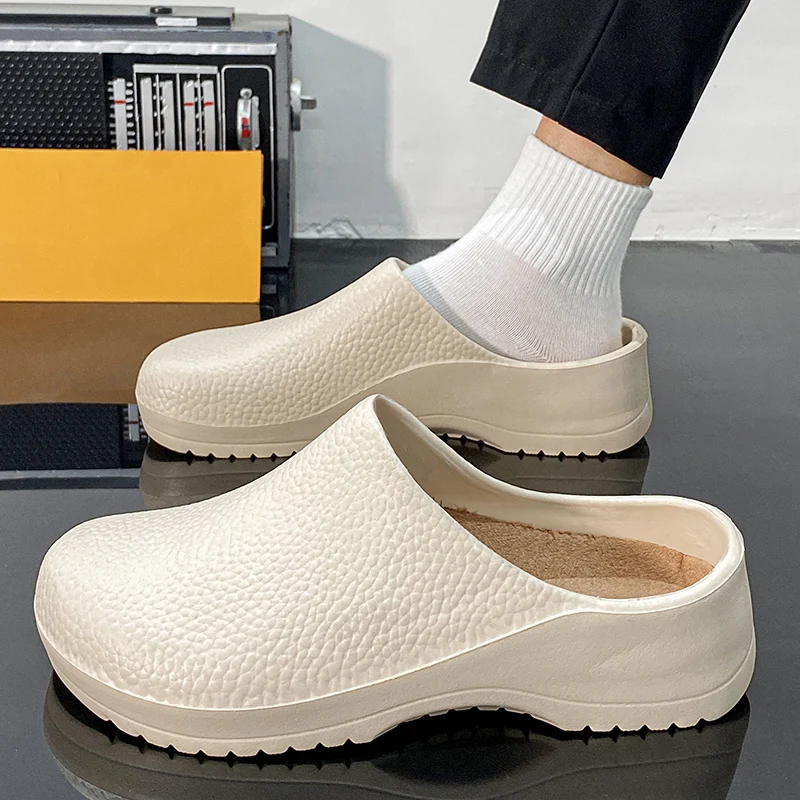 Men's and Women's Summer Breathable, Waterproof, Non-Slip Kitchen Shoes, Slip-On Beach Shoes, Toe-Toe Sandals and Slippers thumbnail 4
