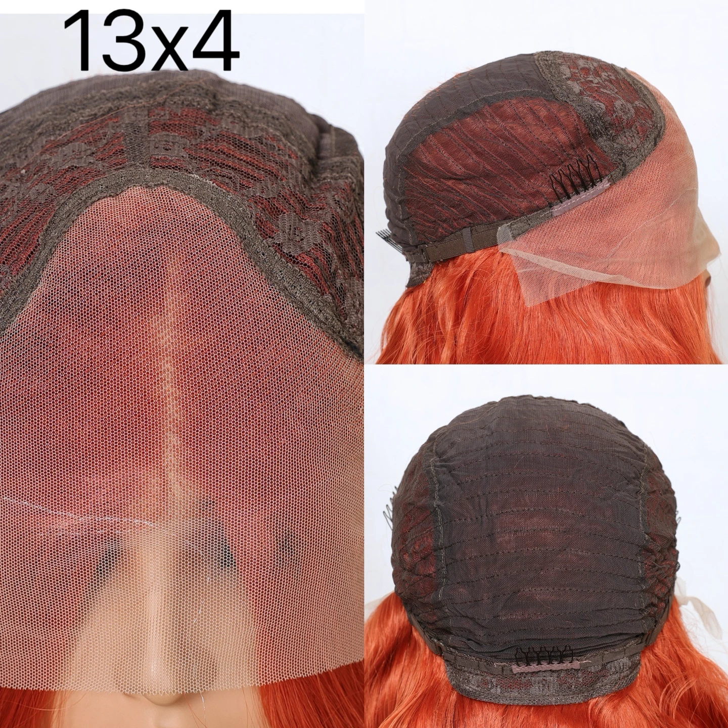 Ginger Orange Blonde  Color Loose Wave 13X4 Lace Frontal Synthetic Wig For Women Preplucked Bleach Knots Cosplay Daily Party thumbnail 6