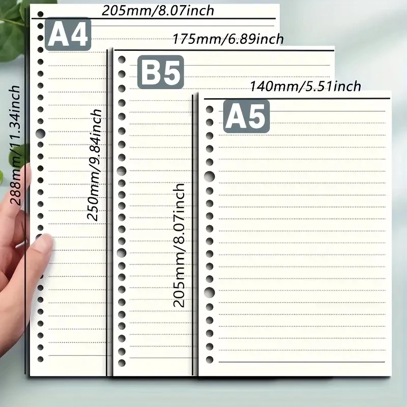 60 Sheets Notebook Refill Notepad Loose Leaf Binder Paper A4/ B5/A5 Blank/Grid/Lined Notebooks Writing Pads Office School thumbnail 3