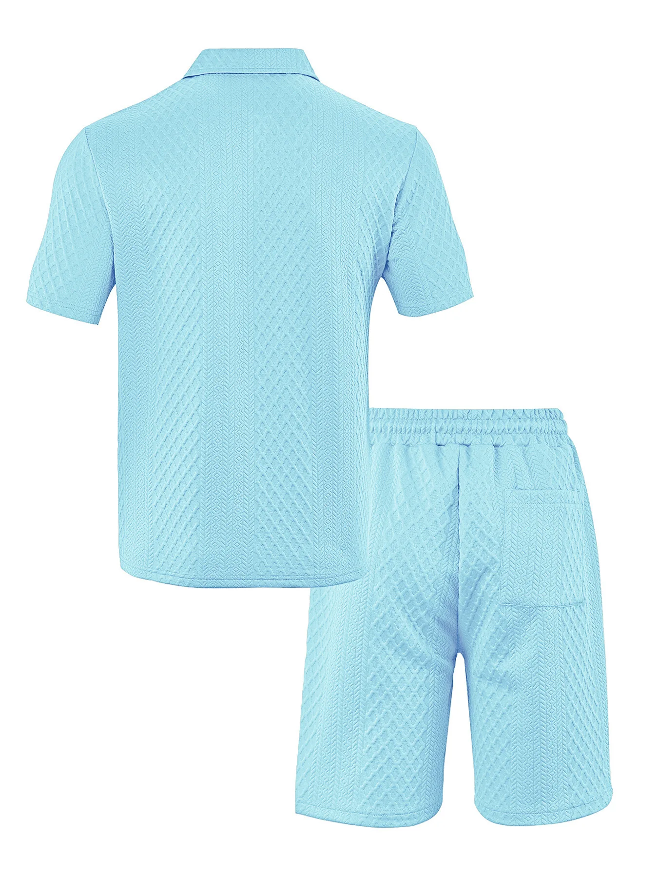 2025 Summer New Men's Casual Sportswear Polo Shirt With A Lapel, Men's Short-sleeved Shirt And Shorts, Jacquard Texture Suit thumbnail 2