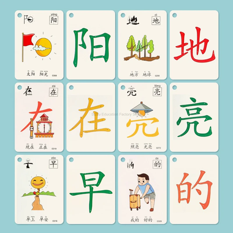 Chinese Pinyin Card 250 words Characters Picture Enlightenment Double Literacy Card Children's Kindergarten Learning Hanzi thumbnail 4
