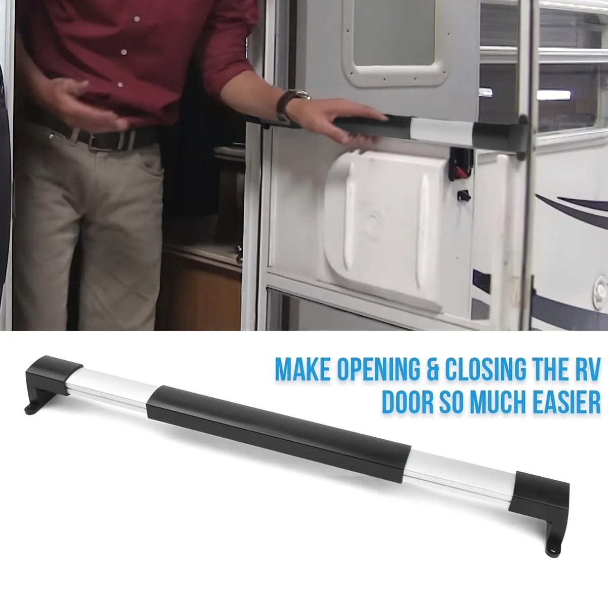 RV Screen Door Cross Bar Handle Adjustable from 21-5/8 Inch to 28-5/8 Inch with Sturdy and Secure Non-Slip Grip thumbnail 3