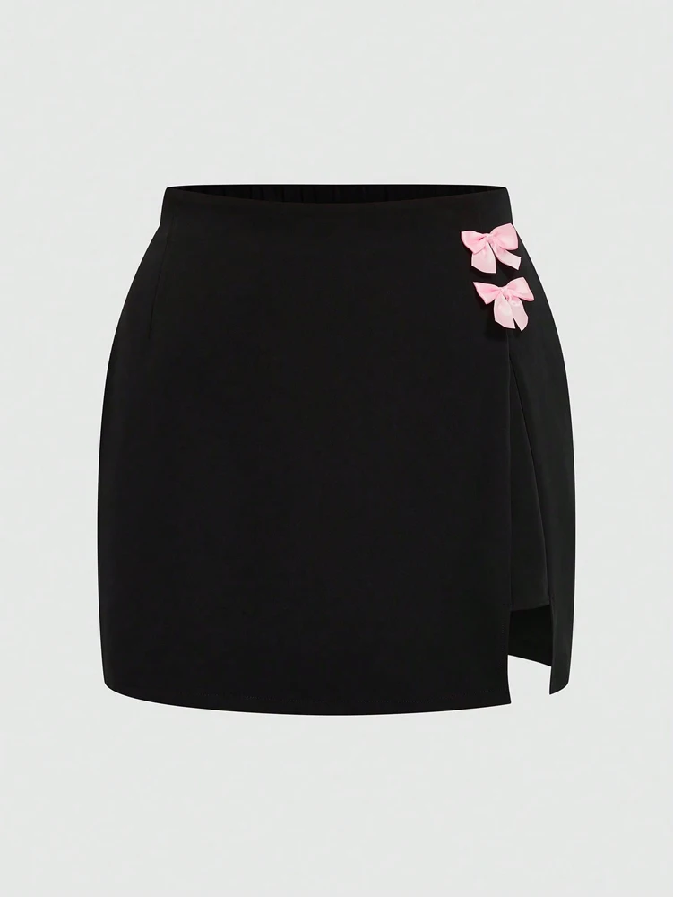 Plus Size 2025 Summer New Women's Spring and Summer Sexy Suspenders Top Bowknot Slit Half Skirt Romantic Girl Two Piece Set thumbnail 3
