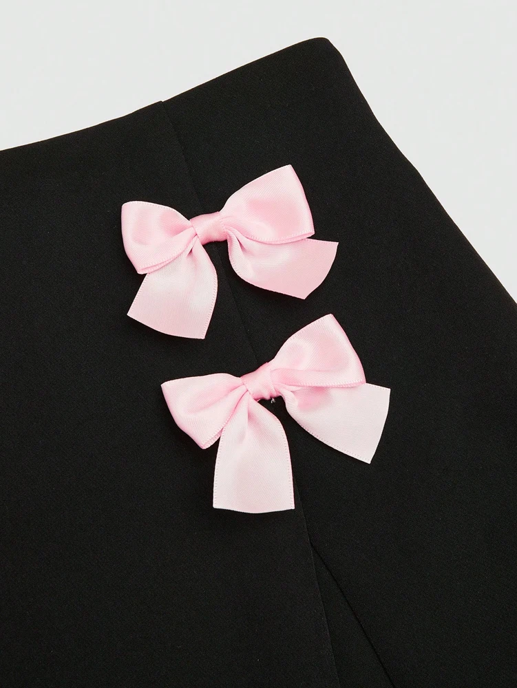 Plus Size 2025 Summer New Women's Spring and Summer Sexy Suspenders Top Bowknot Slit Half Skirt Romantic Girl Two Piece Set thumbnail 5
