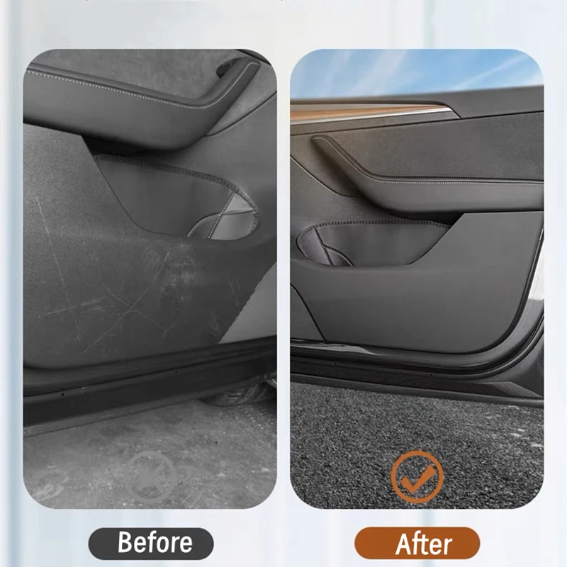 Car Door Anti-Kick Pad For Tesla Model Y Juniper 2025 Leather Sticker Trim Kit Side Door Protector Cover Car Interior Decoration thumbnail 2
