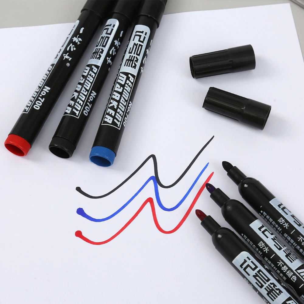 1-100Pcs Waterproof Oil-based Marker Pen Quick Dry Black Blue Red Ink Permanent for Metal Glass Stationery Art School Supply thumbnail 3