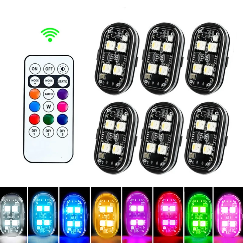 Wireless Light Aircraft Airplane Helicopter Warning Lights RGB Led Strobe lights Motorcycle Lights LED Flash with USB Charging