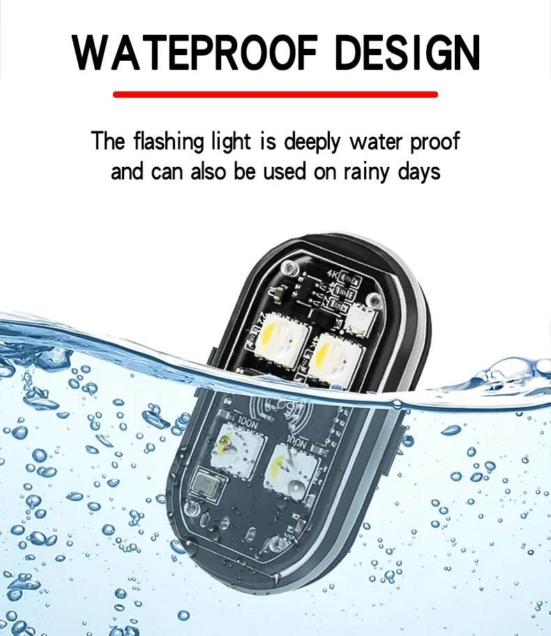 Wireless Light Aircraft Airplane Helicopter Warning Lights RGB Led Strobe lights Motorcycle Lights LED Flash with USB Charging thumbnail 5