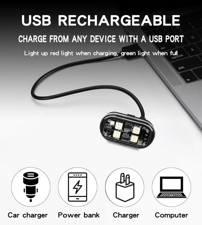 Wireless Light Aircraft Airplane Helicopter Warning Lights RGB Led Strobe lights Motorcycle Lights LED Flash with USB Charging thumbnail 4