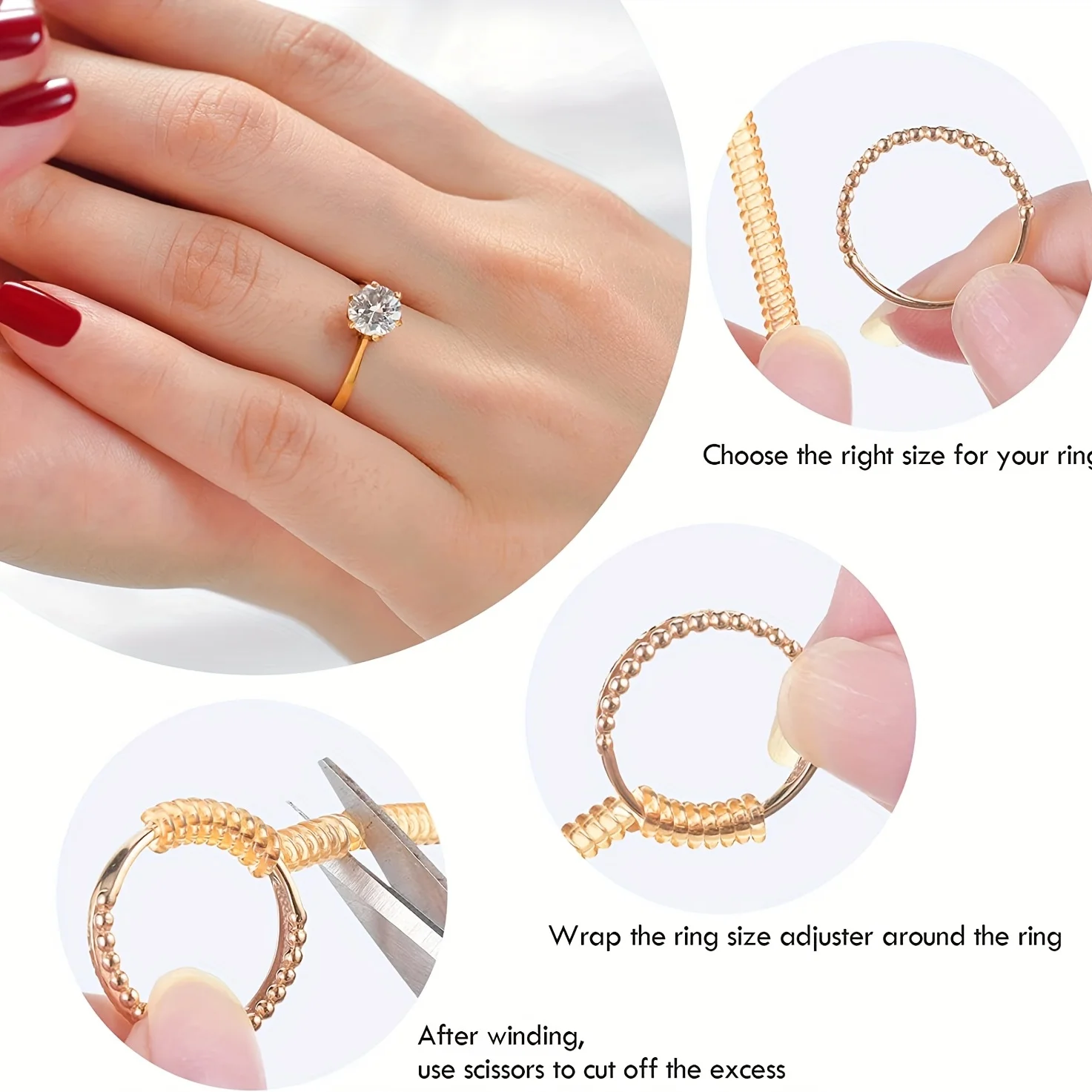 Transparent Silicone Ring Size Adjuster Invisible Spring Tightener for Loose Rings Jewelry Size Adjustment Tool thumbnail 3