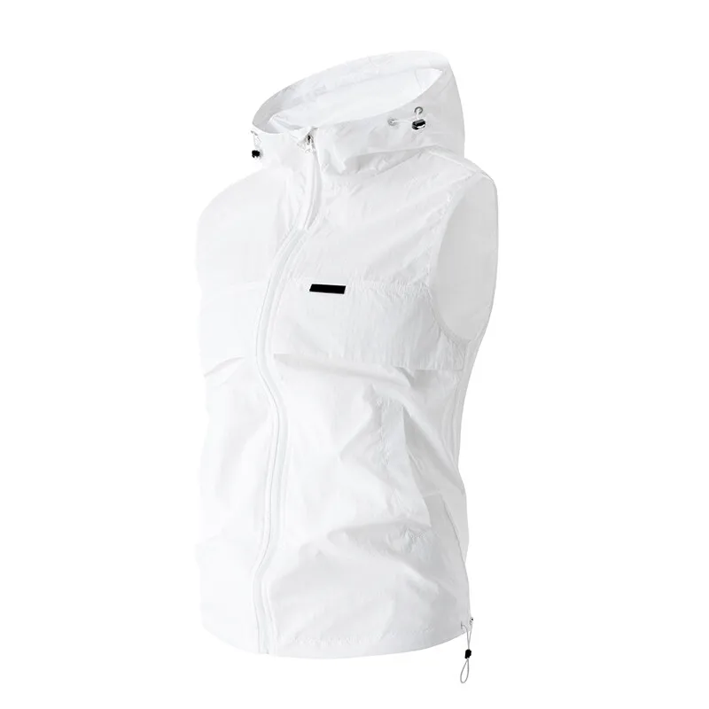 Men's and Women's UV Protection Hooded Vest Trendy Running Sun Protection Clothing Sleeveless Jacket thumbnail 2