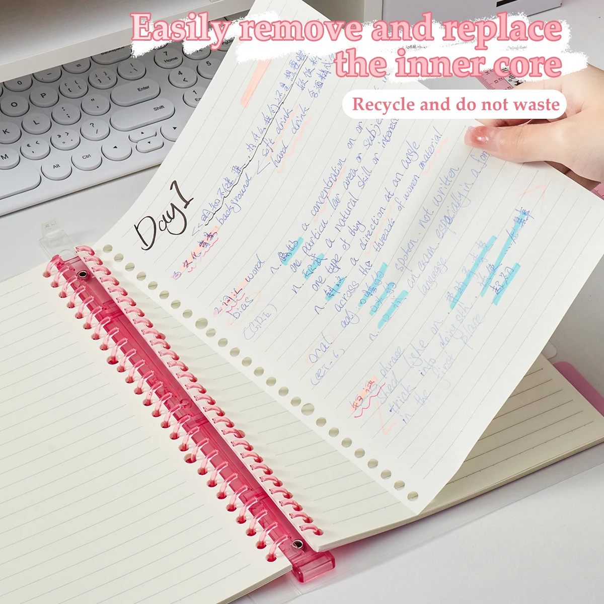 Kawaii PP Matte Loose Leaf Notebook Colorful, Fresh Book for Students Korean Stationery Office Culture and Educational Supplies thumbnail 2