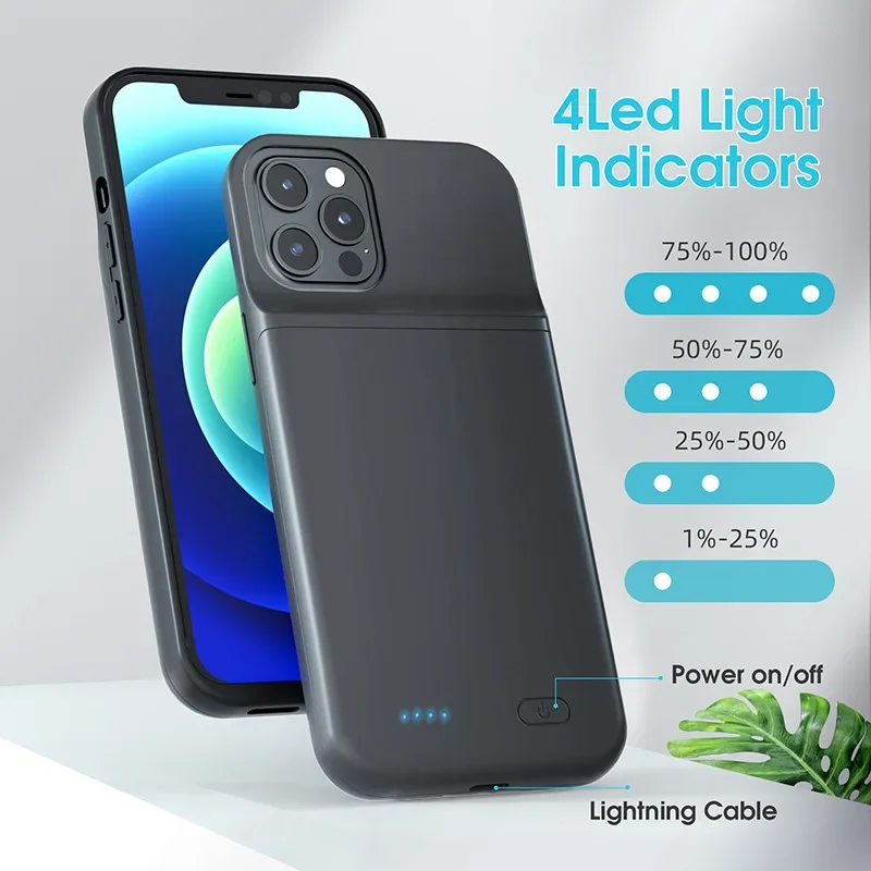 6800mah Phone Battery Case For iPhone 16 14 15 SE 2020 6 7 8 11 12 13 Pro max Plus External Battery Portable Charger Backup Case thumbnail 2