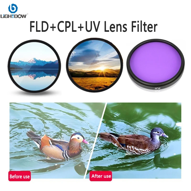 Lightdow FLD CPL UV Lens Filters 3 in 1 Kits Lens Filter 49mm 52 55 58 62 67 72 77 82mm for Nikon Cannon Sony Pentax Fuji Camera thumbnail 2
