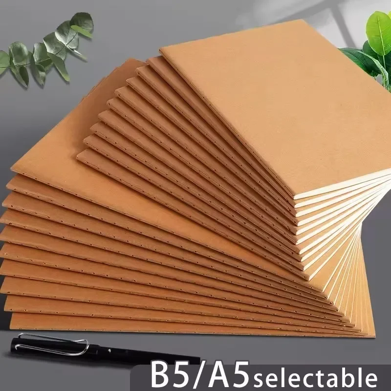A5 B5 Vintage Kraft Paper Notebook Travel Diary Meeting Scheduler for Students School Supplies Office Stationery Durable Gift