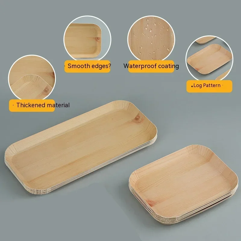 10 PCS Disposable Desserts Plates Wood Grain Tray Vegetable Dessert Plates Kitchen Dishes Ideal For Parties, Families, Outdoors thumbnail 4