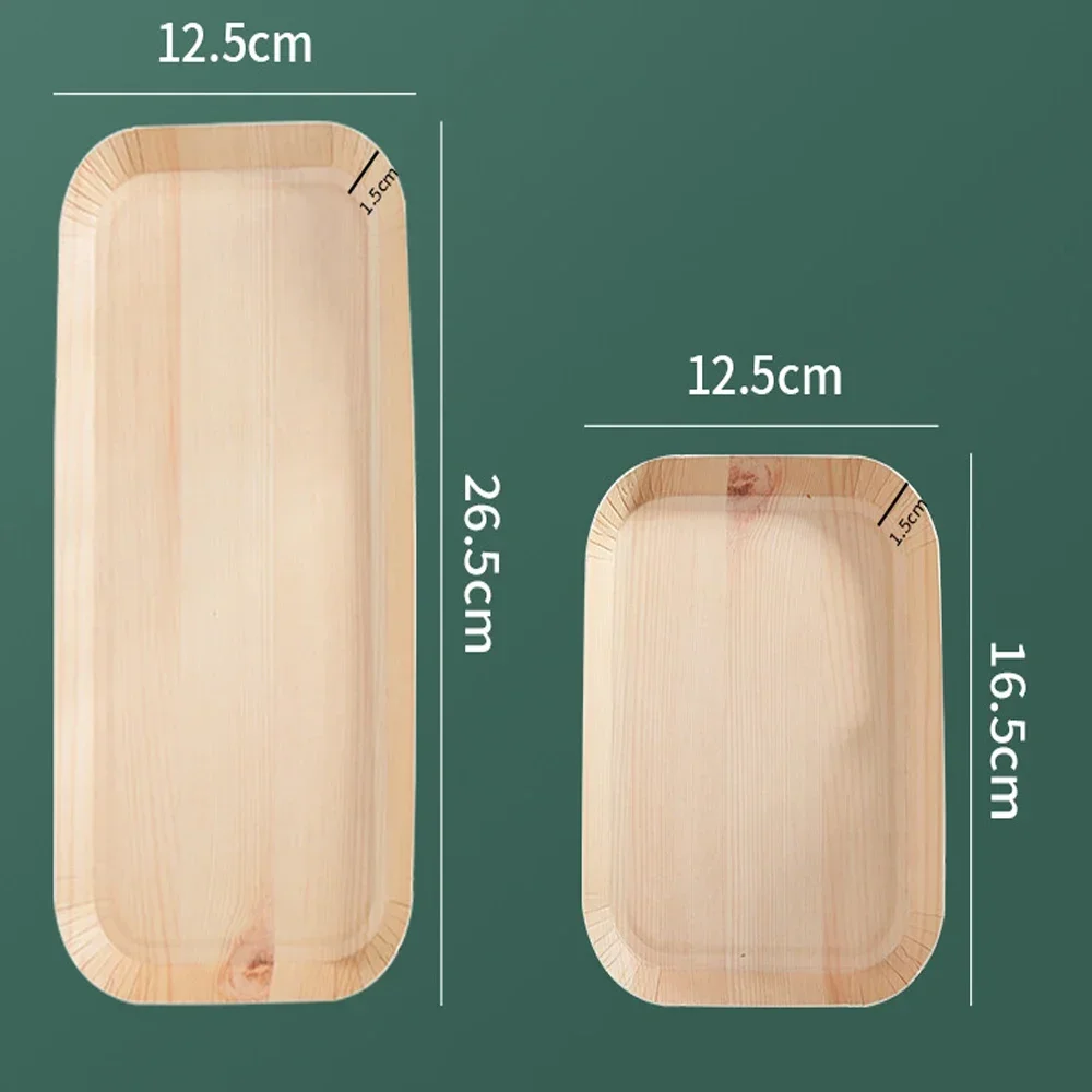 10 PCS Disposable Desserts Plates Wood Grain Tray Vegetable Dessert Plates Kitchen Dishes Ideal For Parties, Families, Outdoors thumbnail 6