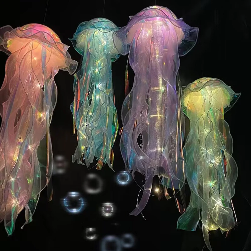 LED Jellyfish Lamp Colored DIY Mermaid Jellyfish Light Hand-held Luminous Lantern Girls Birthday Party Wedding Decor Night Light thumbnail 4