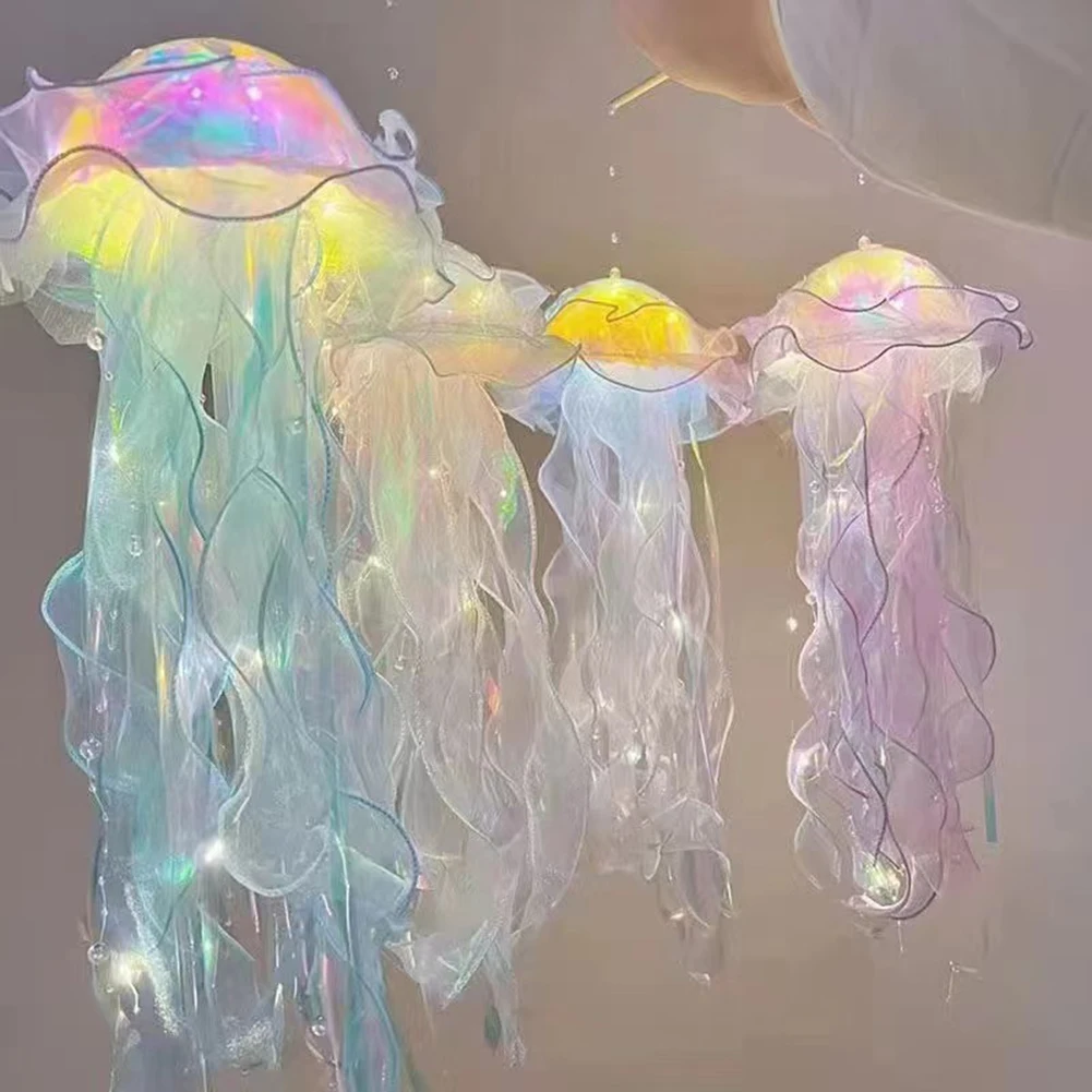 LED Jellyfish Lamp Colored DIY Mermaid Jellyfish Light Hand-held Luminous Lantern Girls Birthday Party Wedding Decor Night Light thumbnail 5