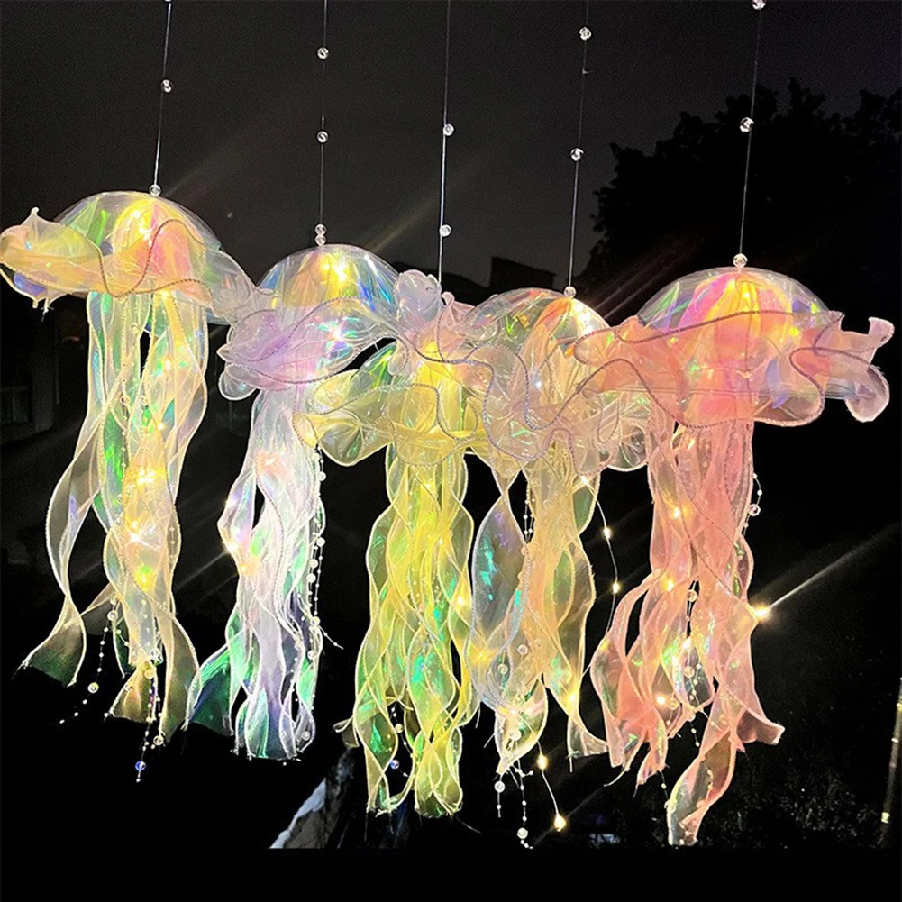 LED Jellyfish Lamp Colored DIY Mermaid Jellyfish Light Hand-held Luminous Lantern Girls Birthday Party Wedding Decor Night Light thumbnail 3