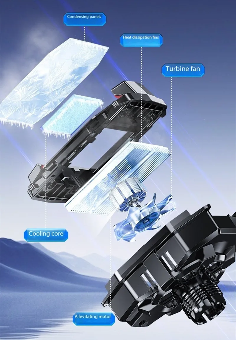 Car Phone Holder Cooler Air Vent Mount Phone Cooler Cell Phone Fan For iPhone Samsung Xiaomi Huawei Cooling Radiator Cooler thumbnail 3