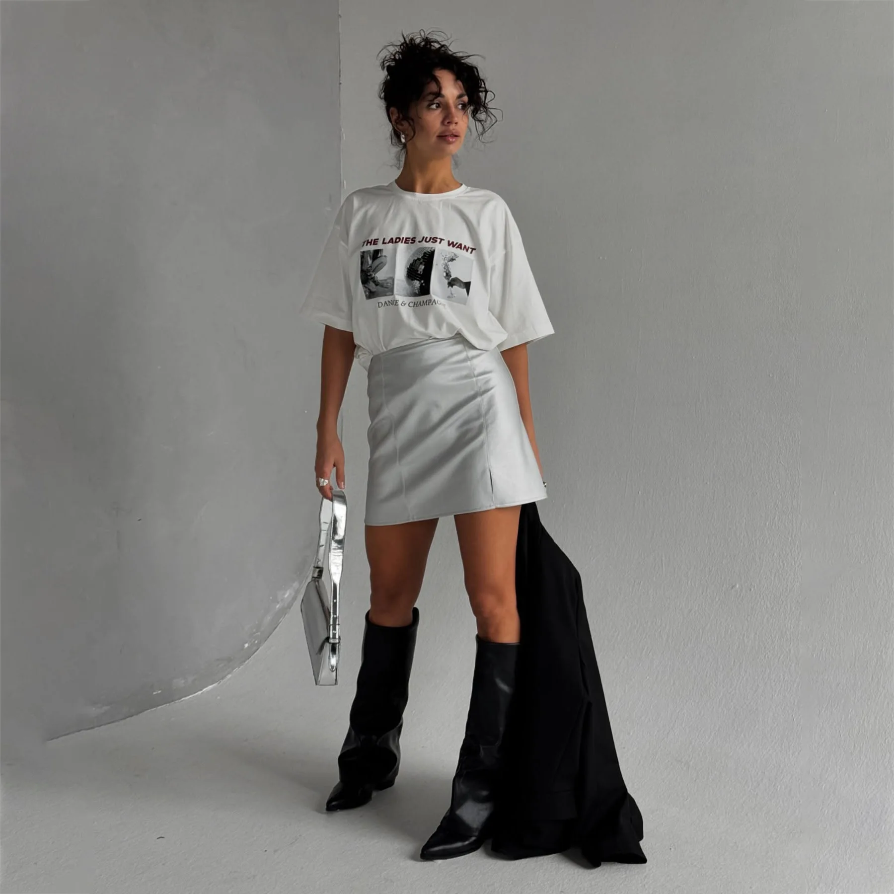Fashion European American Letter Printing Graphic Womens T Shirt 90s Design Y2K Hip Hop High Street Short Sleeved Couple Tops thumbnail 3
