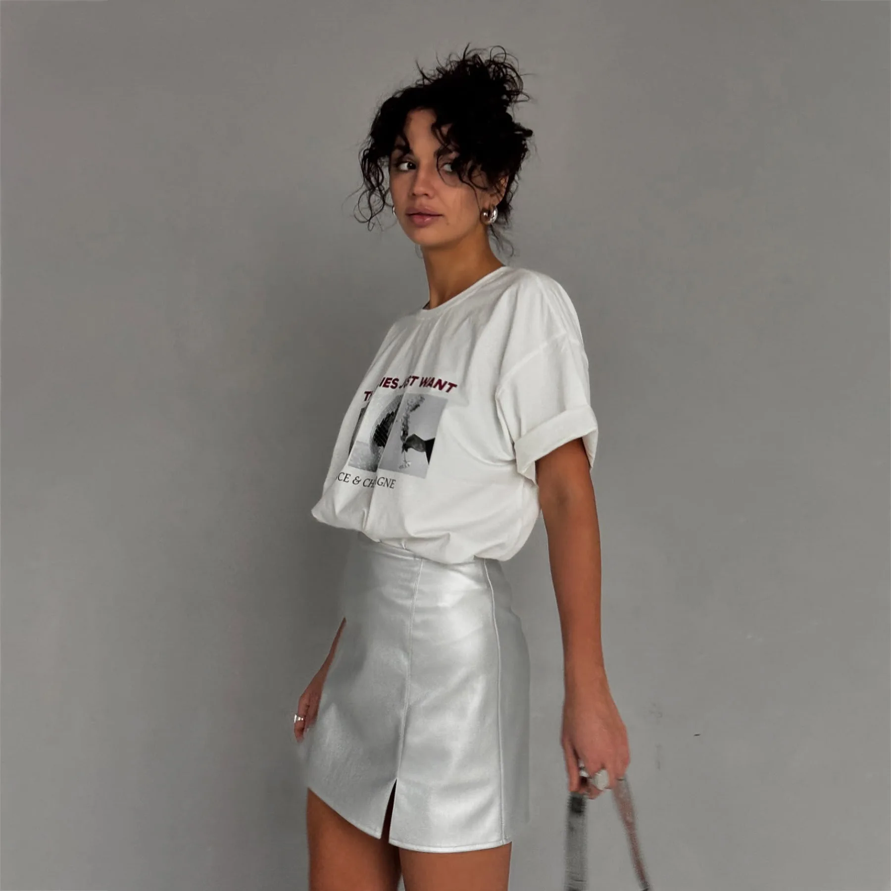Fashion European American Letter Printing Graphic Womens T Shirt 90s Design Y2K Hip Hop High Street Short Sleeved Couple Tops thumbnail 2