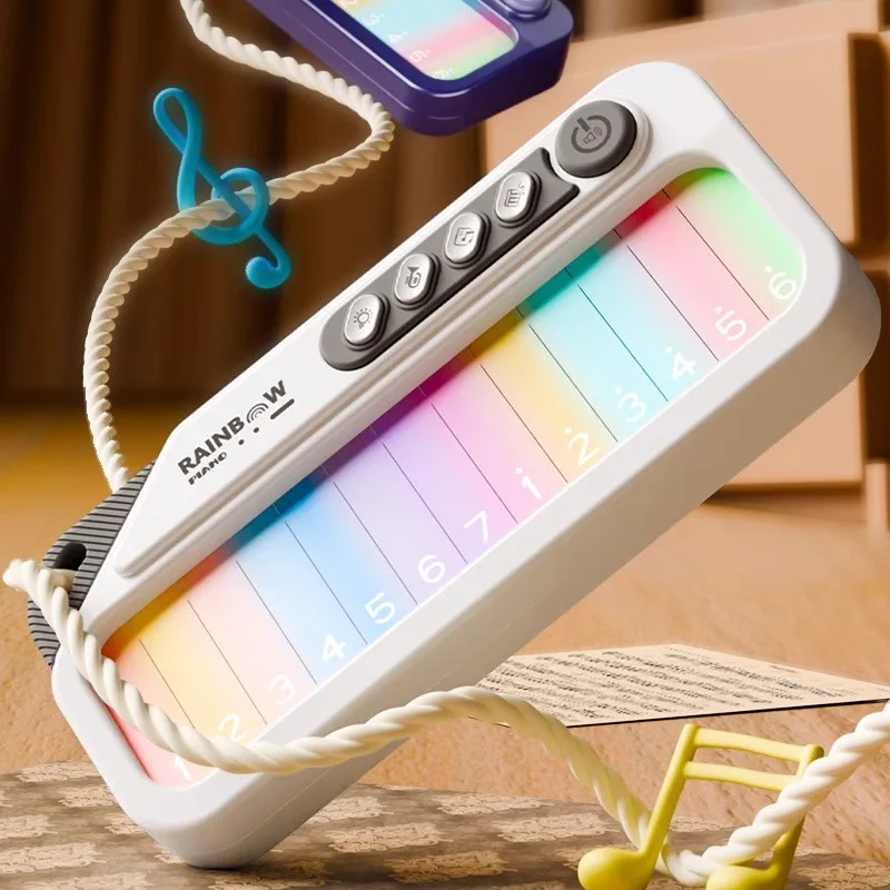 Glowing Rainbow Piano Keyboard Touchscreen Musical Toy with 13 Melodies Portable Electronic Music Toys for Kids Ages 3-6 thumbnail 2