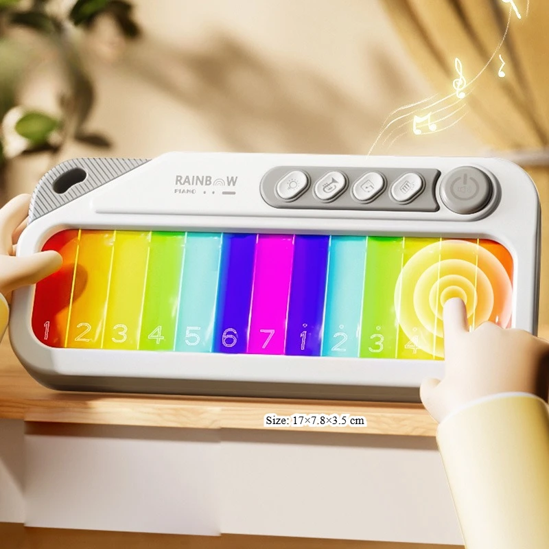 Glowing Rainbow Piano Keyboard Touchscreen Musical Toy with 13 Melodies Portable Electronic Music Toys for Kids Ages 3-6 thumbnail 5